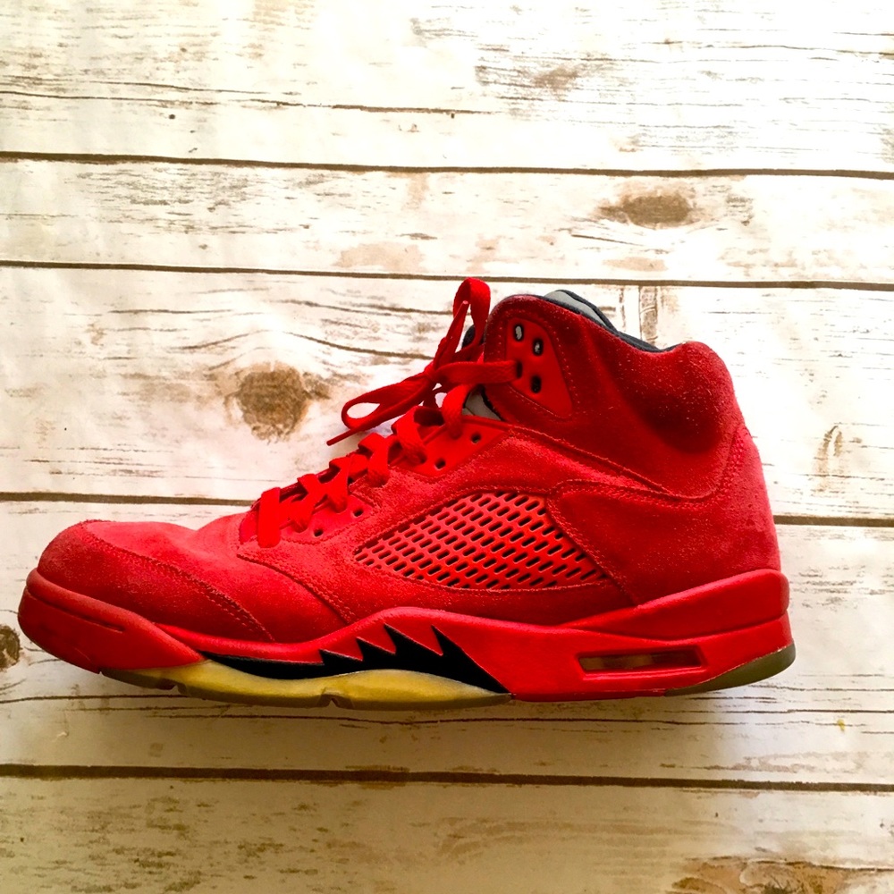 Red Suede Retro Air Jordan 5 Size 11